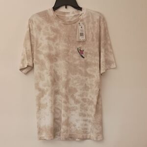 adidas Men's Beige Tie-Dye Short Sleeve Tee with Sneaker Patch
